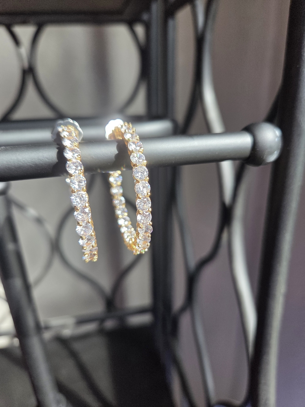 Gold-Tone Crystal Hoop Earrings - Sparkling Pave